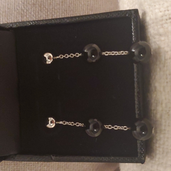 EFFY® Onyx Bead Chain Drop Earrings in Sterling Silver - Picture 2 of 5